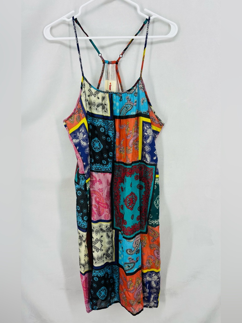 Boho Jane Patchwork Paisley Tank Dress Multicolor Cotton Sundress Medium hippie